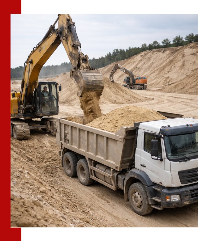 Доставка карьерного песка с самосвалами и разгрузкой в Алапаевске