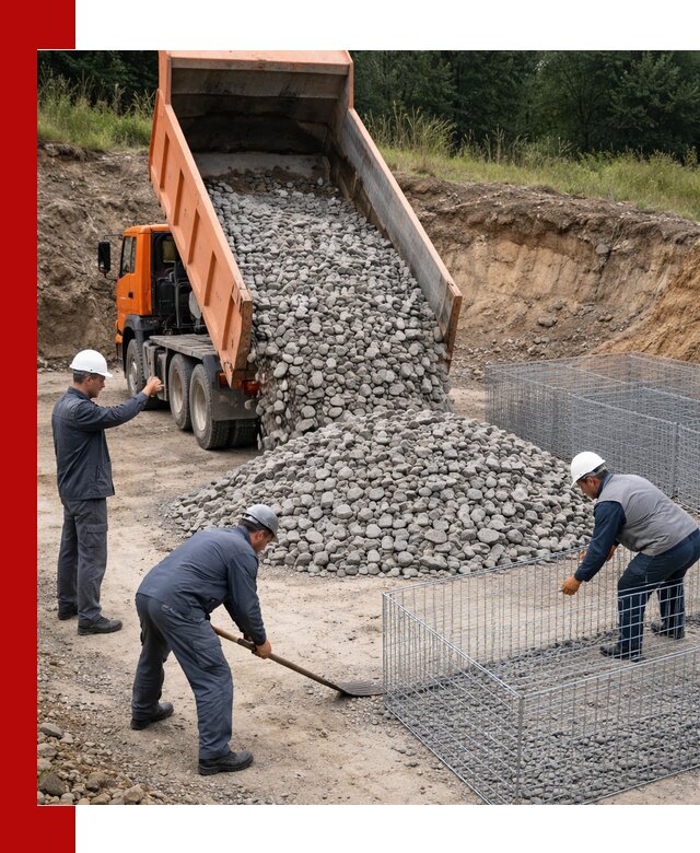 Камень для габионов с доставкой в Алапаевске быстро и надёжно