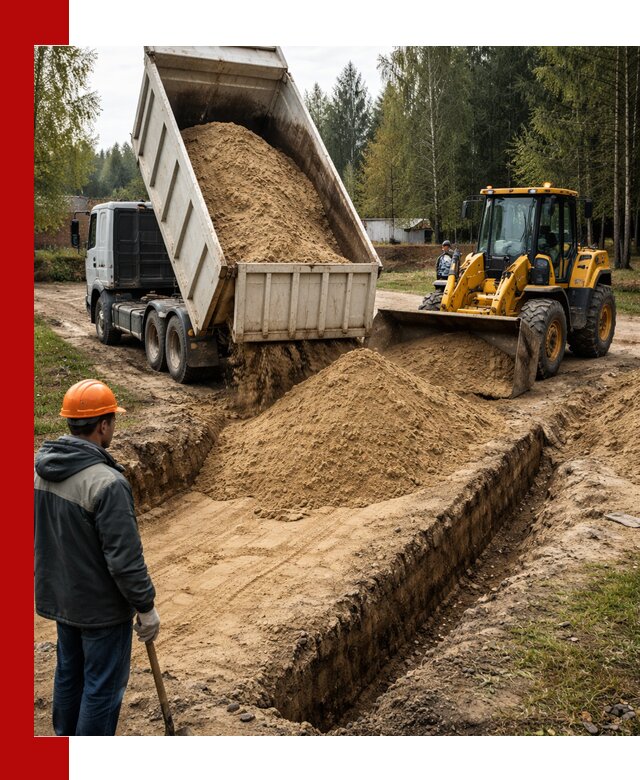 Доставка песчаного грунта в Алапаевске для строительных работ