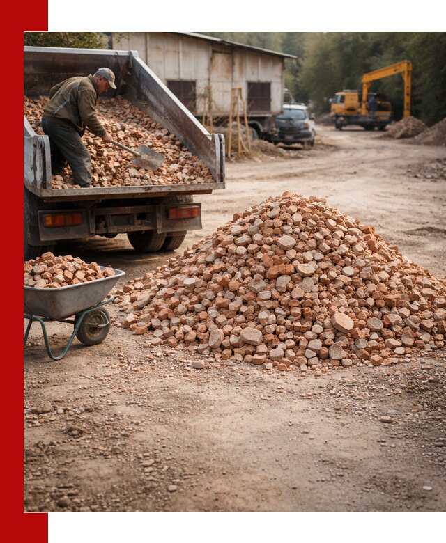 Доставка и подушка из боя кирпича с разгрузкой в Алапаевске