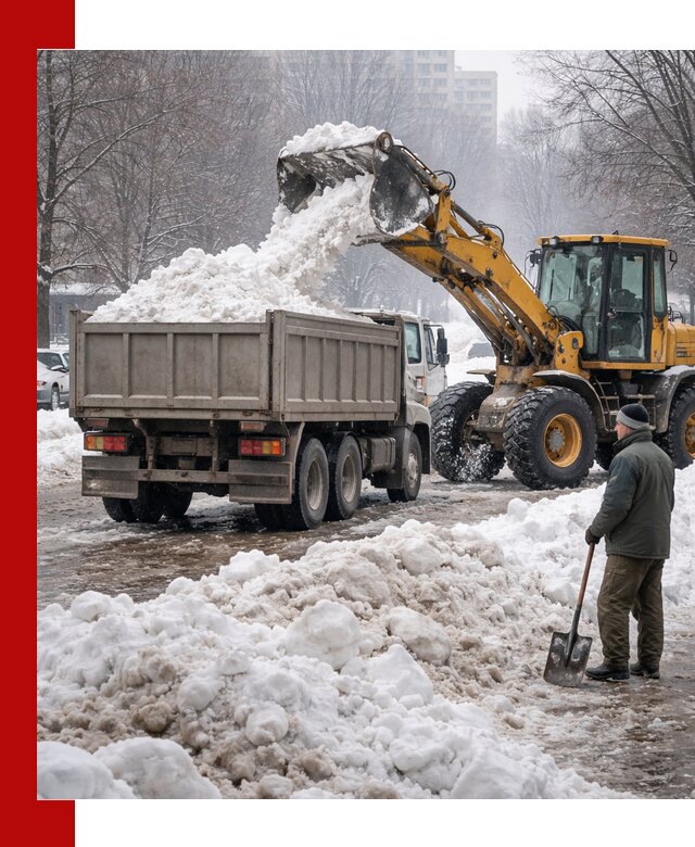 Вывоз снега грузовой техникой в Алапаевске оперативно и чисто