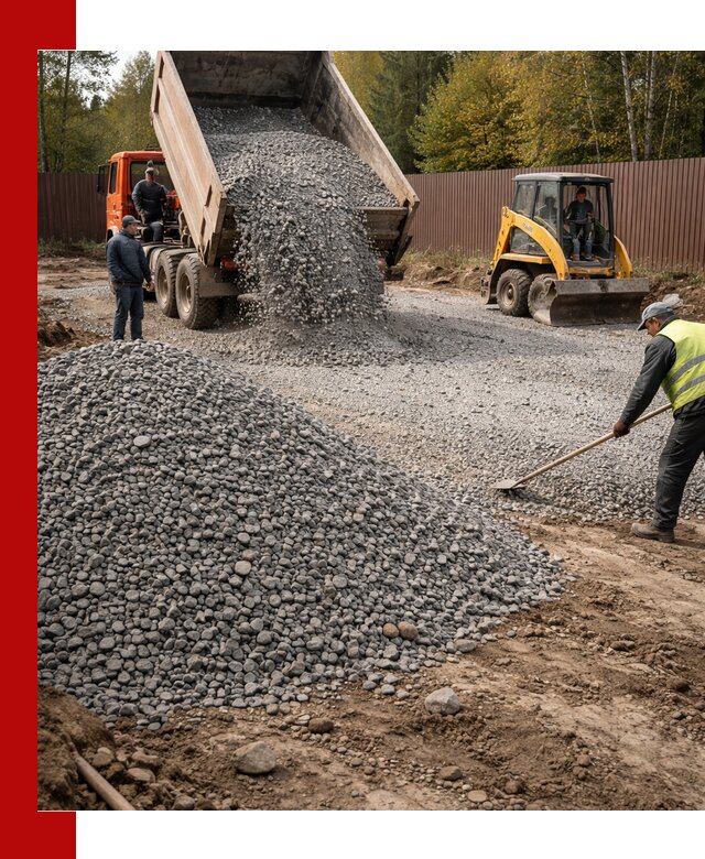 Отсыпка участка щебнем с доставкой и уплотнением в Алапаевске